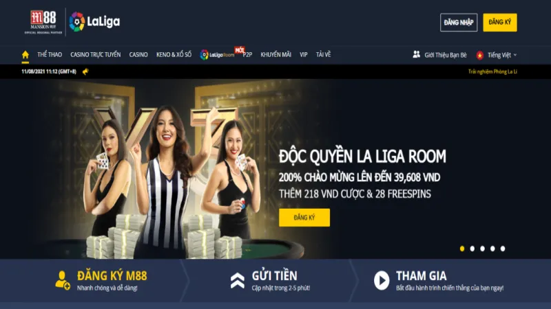 Thực hiện nạp tiền M88 qua chuyển khoản trong vòng vài phút